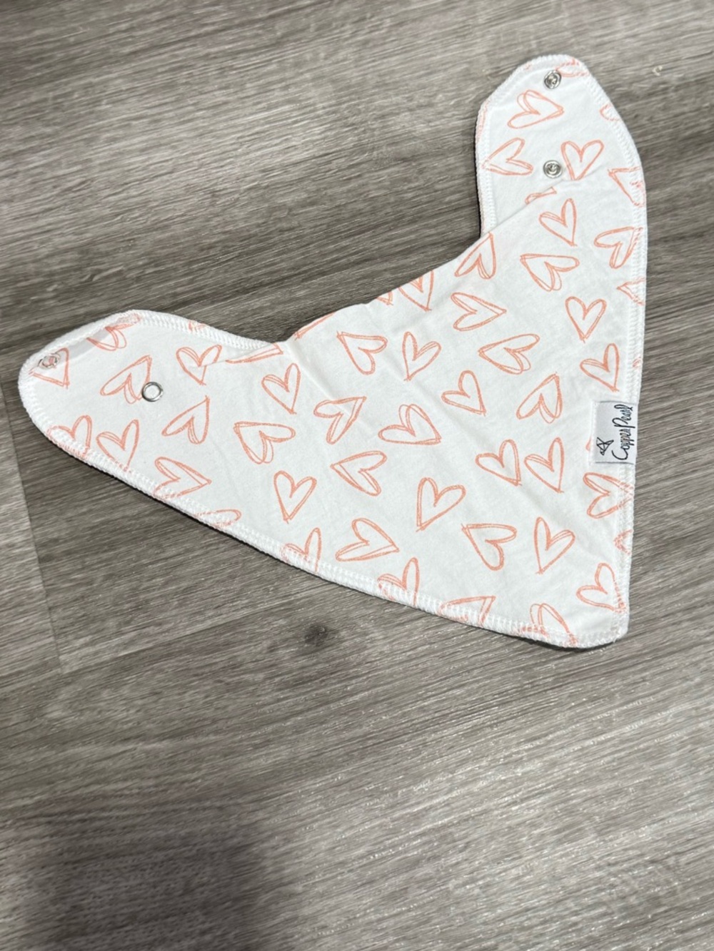 Baby Bandana Bib with Peach Heart Print